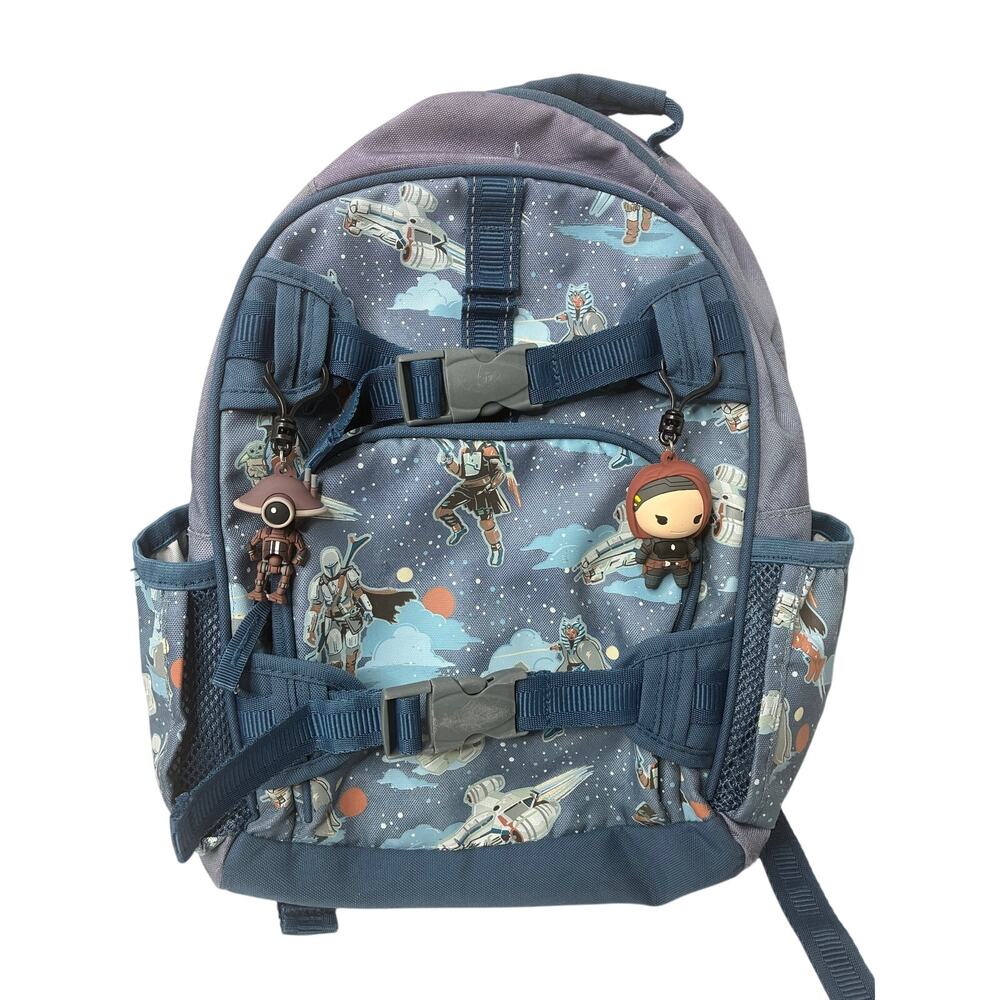 Pottery Barn Kids Star Wars Mandalorian Glow In Dark Small Backpack + 2 Clips